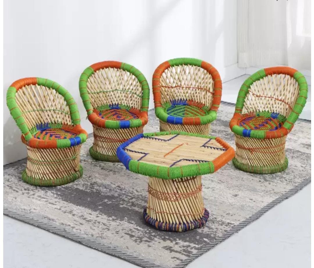 Bamboo seating mudda chair set with table full size